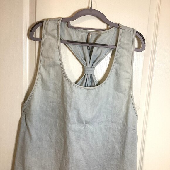 Mona B Womens Mini Shift Sleeveless Dress Size Large Denim Look Style Light Blue - Picture 2 of 7